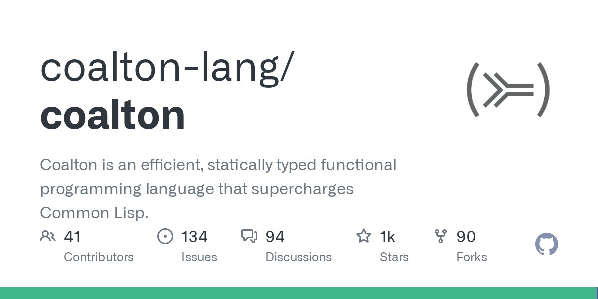 stylewarning's tweet card. Coalton is an efficient, statically typed functional programming language that supercharges Common Lisp. - coalton-lang/coalton