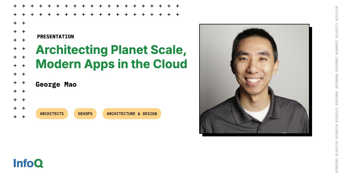 JavaWales's tweet card. George Mao shares a deep dive into evolving a basic web application to a planet-scale, global architecture. He walks through 5 stages of maturity, focusing on adding enterprise-grade security,...