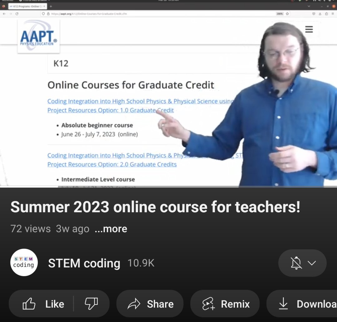 STEMcoding's tweet card. Attached: 1 image #iteachphysics teachers! Check out our summer online course on integrating CS into physical science and physics. Earth science and astronomy teachers will also have a great time....