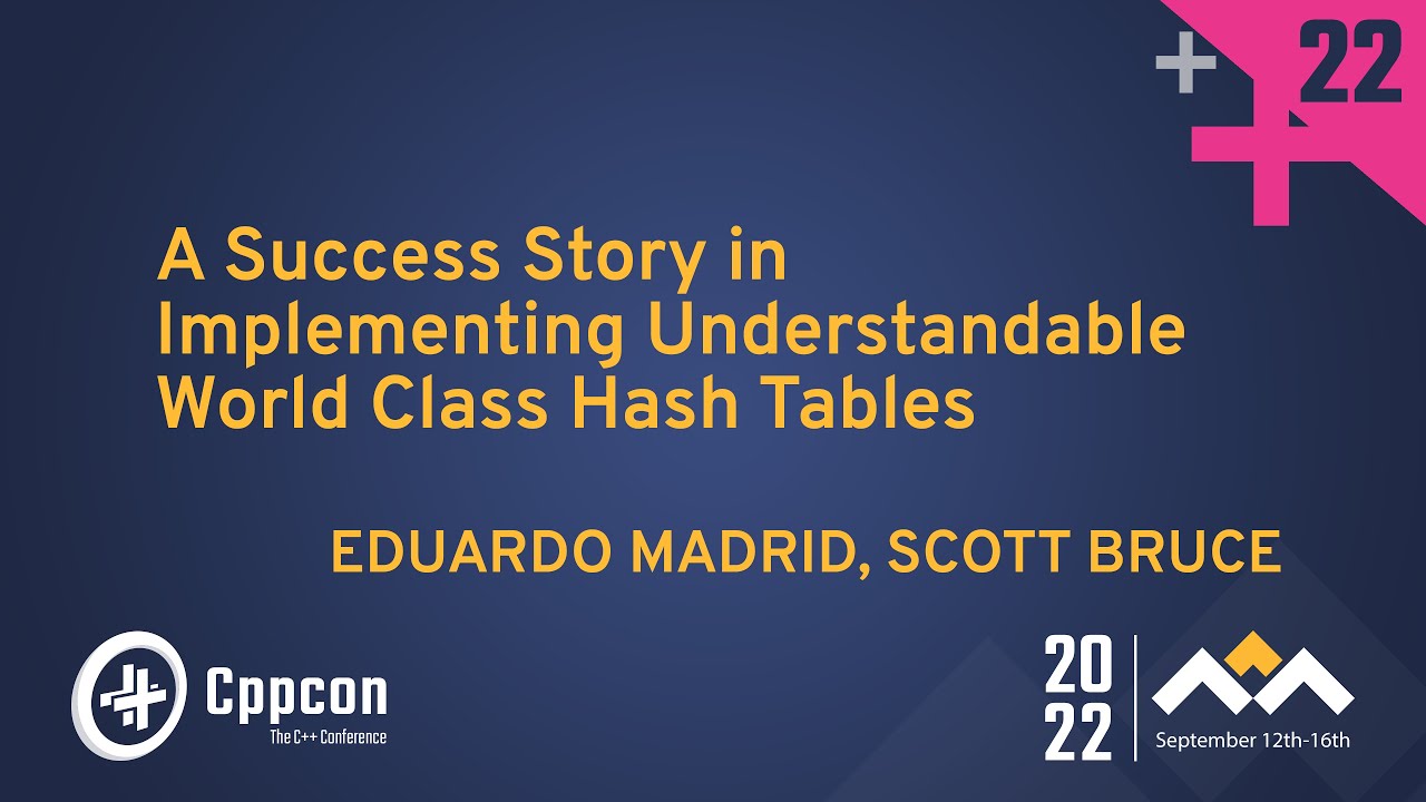 CppCon's tweet card. Implementing Understandable World Class Hash Tables in C++ - Eduardo...