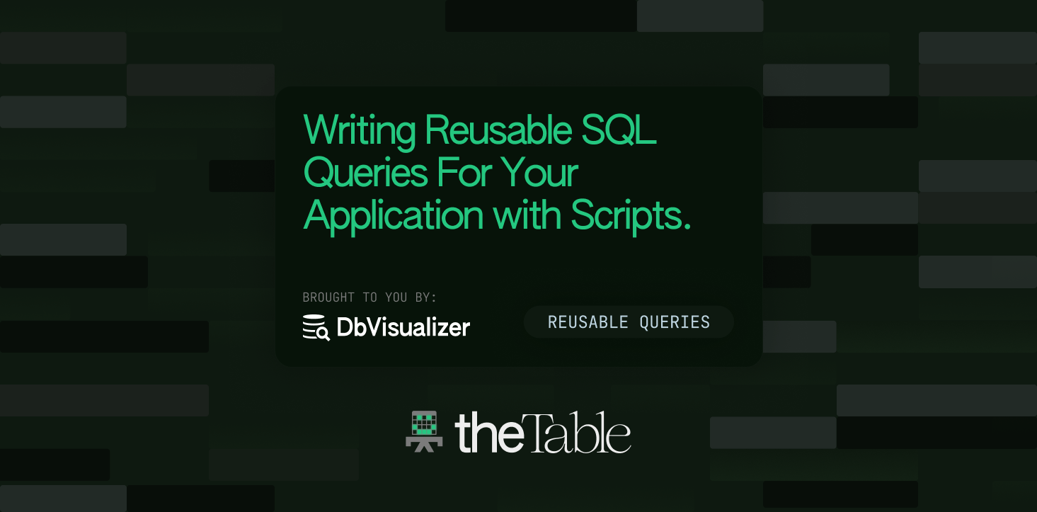 dbvisualizer's tweet card. Optimize your database performance by making your SQL queries reusable with DbVisualizer’s features. It will both save you time and create query consistency.