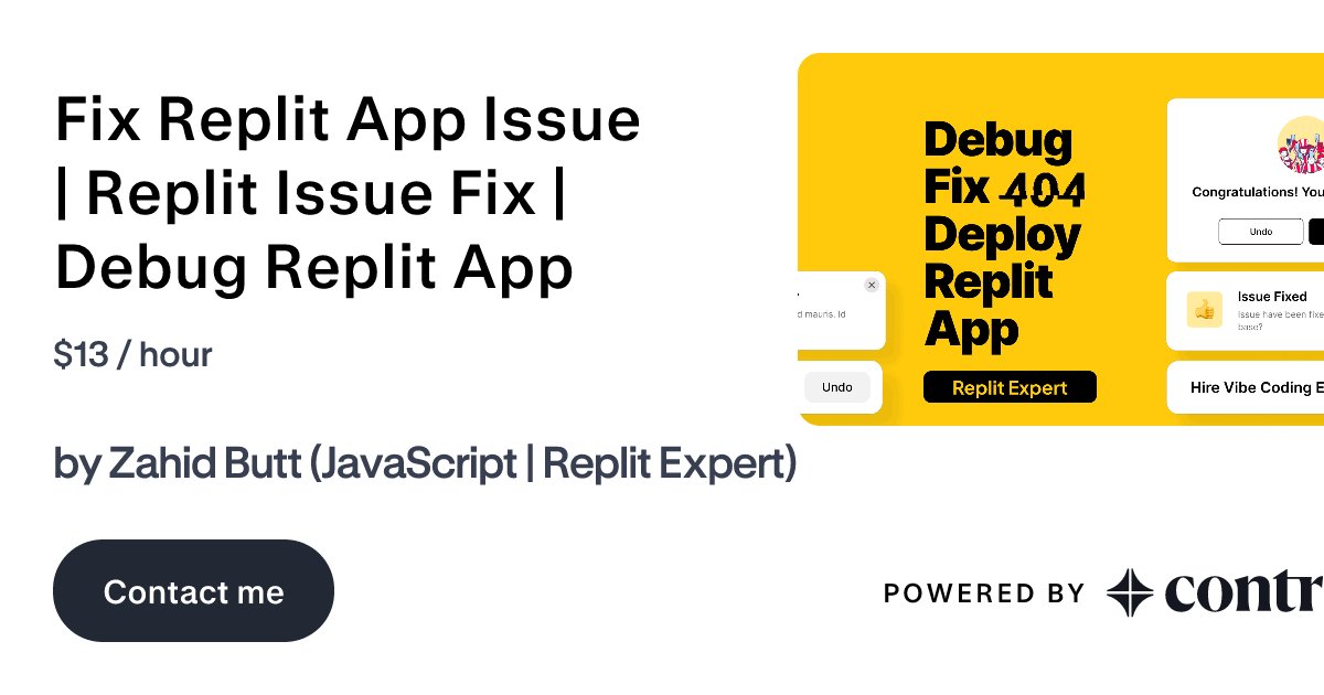 ZahidJavaScript's tweet card. Read more about Fix Replit App Issue | Replit Issue Fix | Debug Replit App by Zahid Butt (JavaScript | Replit Expert) on Contra.
