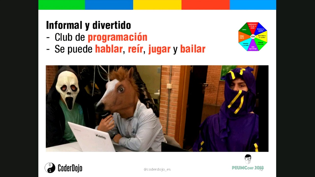 CoderDojo_es's tweet card. PEUMConf 2018 - Conoce a CoderDojo