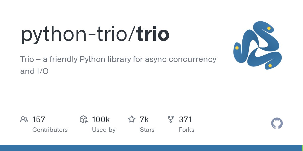 realpython's tweet card. Trio – a friendly Python library for async concurrency and I/O - python-trio/trio