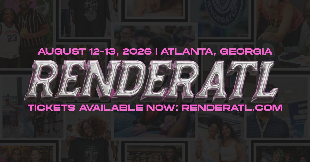 ATLJavaScript's tweet card. Render is the premier technology professional conference with a diverse lineup of technical speakers & immersive workshops featuring good vibes & great music.