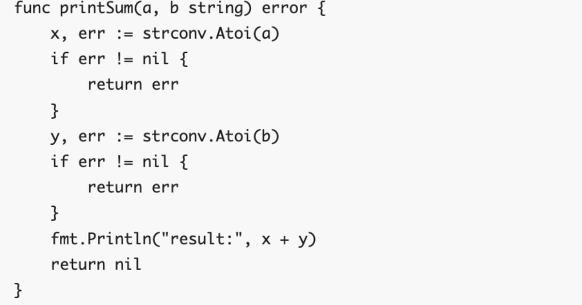 ppco_dev's tweet card. 6月4日、Go Blogで「On No syntactic support for error handling」と題した記事が公開された。この記事では、Go言語におけるエラーハンドリング構文の冗長性をめぐる長年の議論と、今後この課題に対して構文レベルの改良を当面見送るというGoチームの最終方針について詳しく紹介されている。
