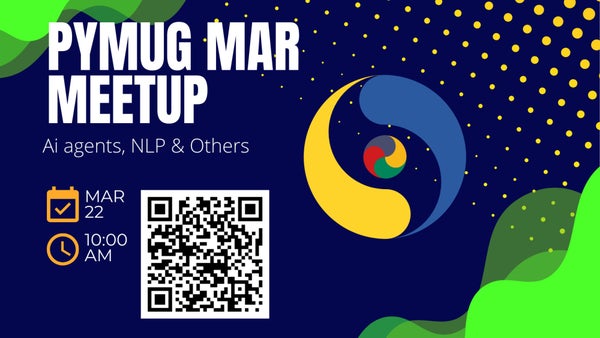 pymugdotcom's tweet card. Talks: Machine Learning Foundations \-\- Rayhaan Dustagheer Mastering LLM Fine-Tuning: Adapt, Optimise and Deploy with Python \-\- Nirmal Rampersand Building an agent-en