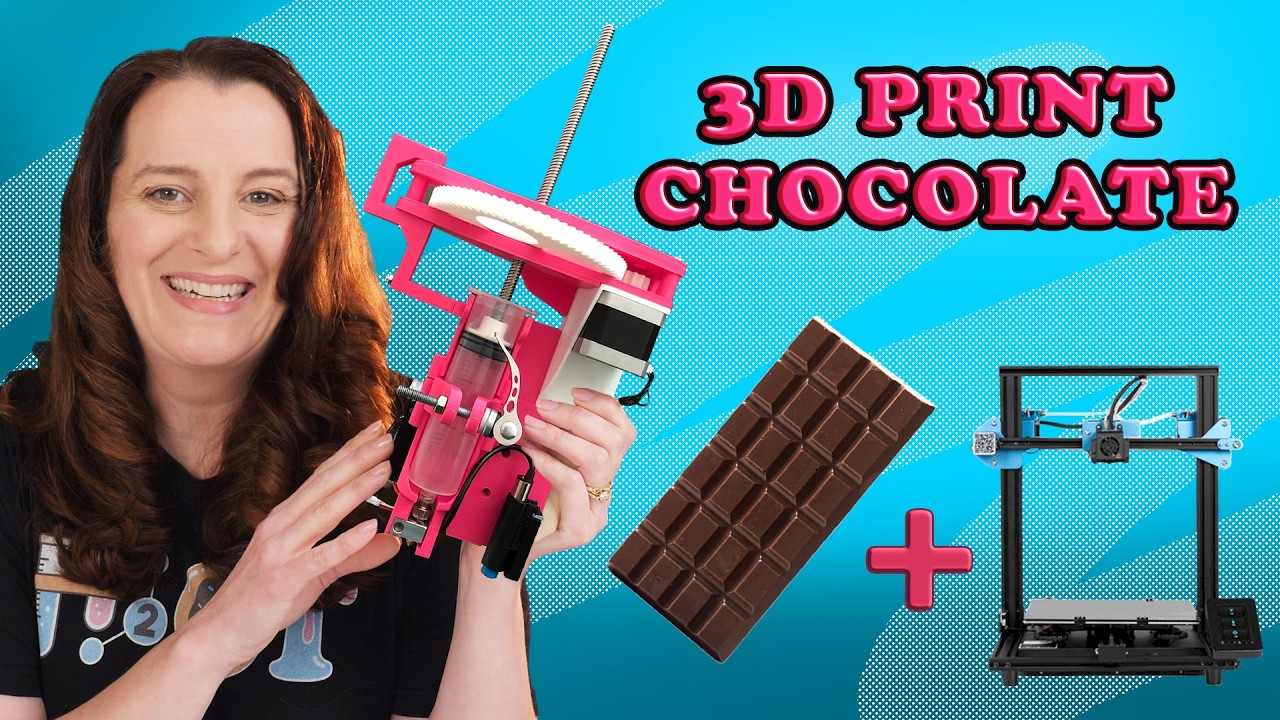 HowToCookThat's tweet card. What happens if you put chocolate in a 3D printer? How To Cook That...