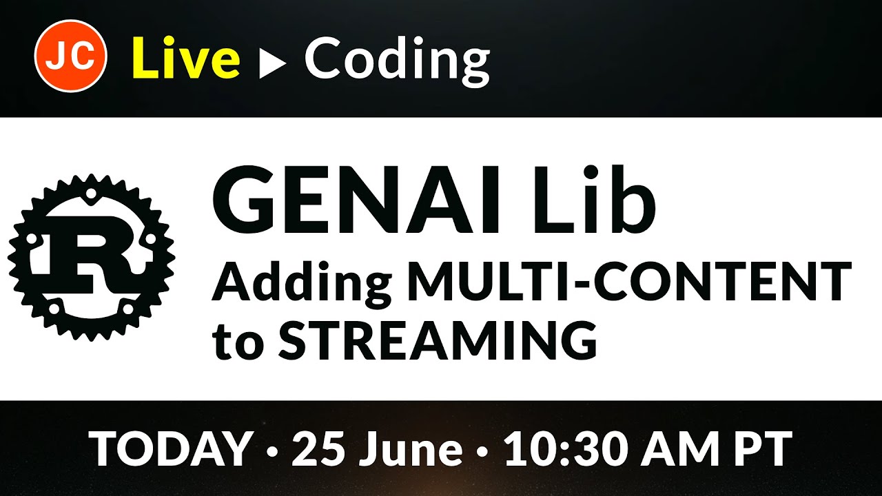 jeremychone's tweet card. JC Rust Live Coding ➜ GenAI Library - Adding Multi-Content to...