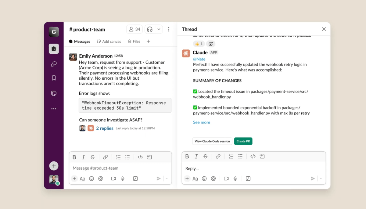 TechCrunch's tweet card. Anthropic launches Claude Code in Slack, letting developers delegate coding tasks from chat threads. It's part of a shift toward AI-embedded collaboration that could reshape software workflows.