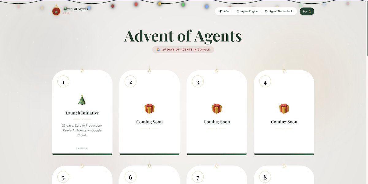 python_spaces's tweet card. 25 days of Zero to Production-Ready AI Agents on Google Cloud.