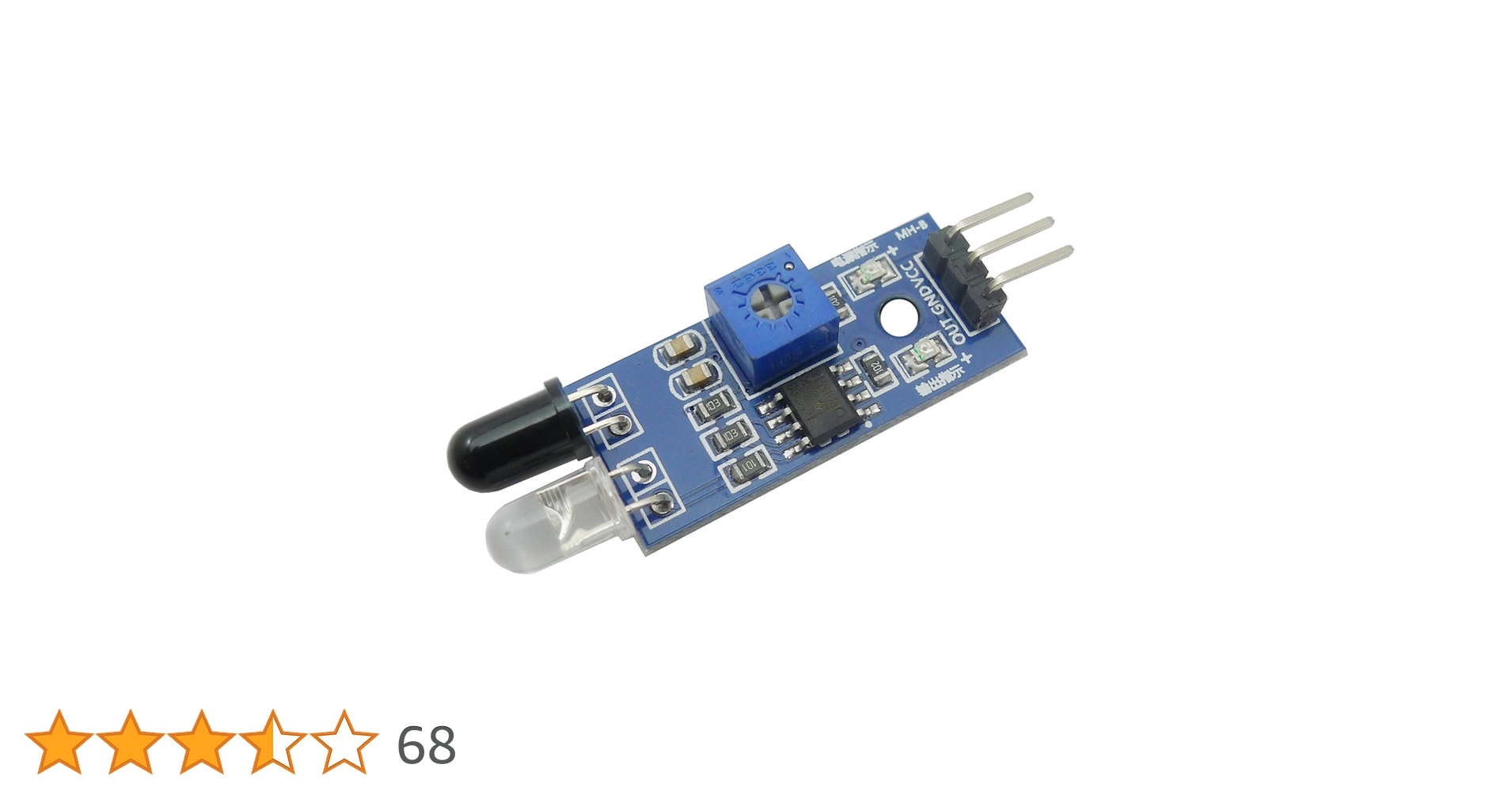 s51517765's tweet card. 特徴: 1.モジュールが前方の障害物の信号を検測する時、基板の上で緑色のパイロットランプは電圧を明るくつけて、同時にOUTポートは持続的に低い電圧の信号を出力して、このモジュールは2-30cmまで測定して、角度の35度を測定して、抵抗器を通じて調節することができるまで測定して、時計の針に沿って抵抗器を加減して、増加するまで測定します。時計の針と逆回りは抵抗器を加減して、減らすまで測定します。...