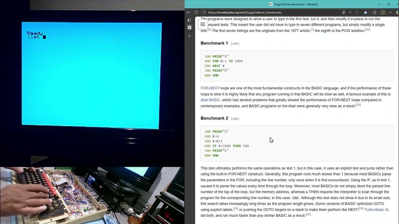 6502nerd's tweet card. 1980s computer benchmarks vs 6502 homebrew computer