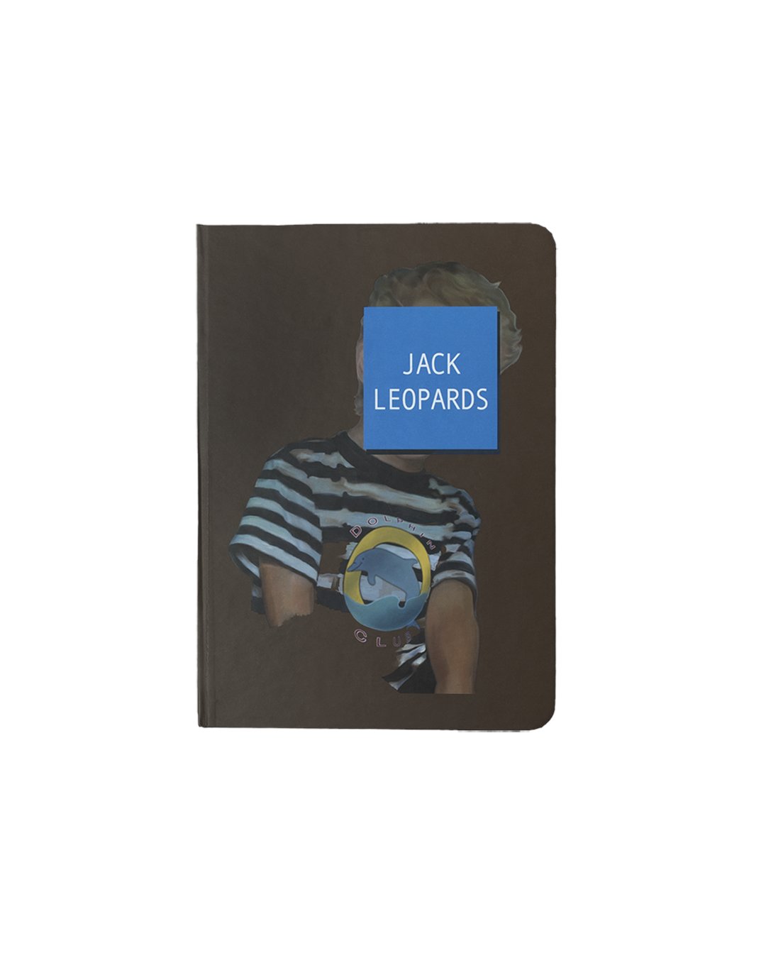 swiftpitch_py's tweet card. Brown hardcover notebook with elastic closure and ribbon bookmark featuring Jack Leopards & The Dolphin Club image on the front with "Jack Leopards & The Dolphin Club" printed on the back and lined...
