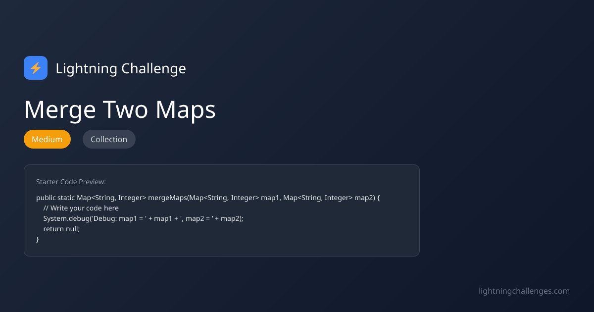 arieltahimik's tweet card. Merge two maps of String to Integer. If a key exists in both maps, sum their values. Return the merged map. Examples: ``` Input: map1 = {a: 1, b: 2}, map2 = {b