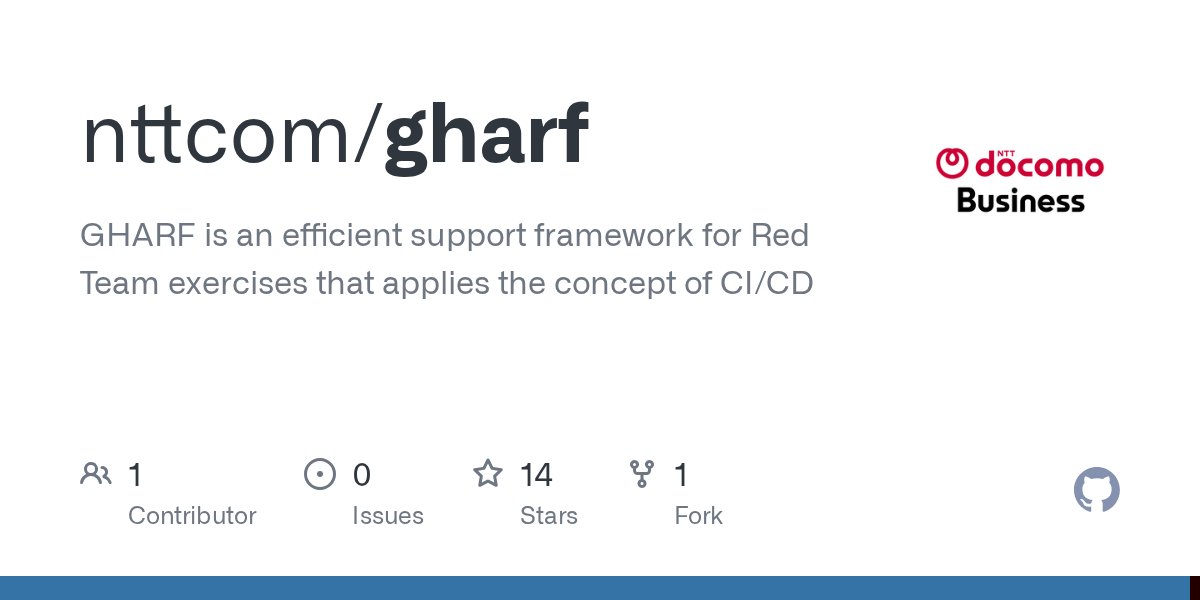 sum3sh1's tweet card. GHARF is an efficient support framework for Red Team exercises that applies the concept of CI/CD - nttcom/gharf