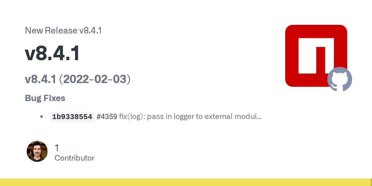 ruyadorno's tweet card. v8.4.1 (2022-02-03) Bug Fixes 1b9338554 #4359 fix(log): pass in logger to external modules (@wraithgar) 457e0ae61 #4363 fix(ci): lock file validation (@ruyadorno) c0519edc1 #4364 fix(ci): should n...