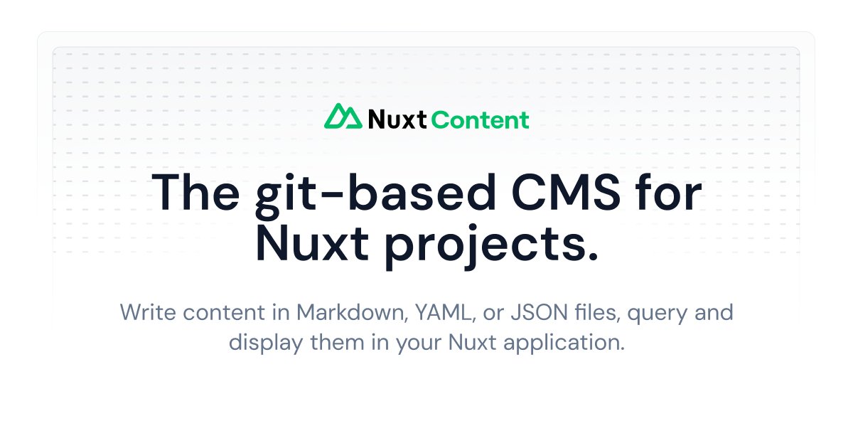 _larbish's tweet card. Nuxt Content is a module for Nuxt that provides a simple way to manage content for your application, within your git repository. It allows developers to write their content in Markdown, YAML or JSON...