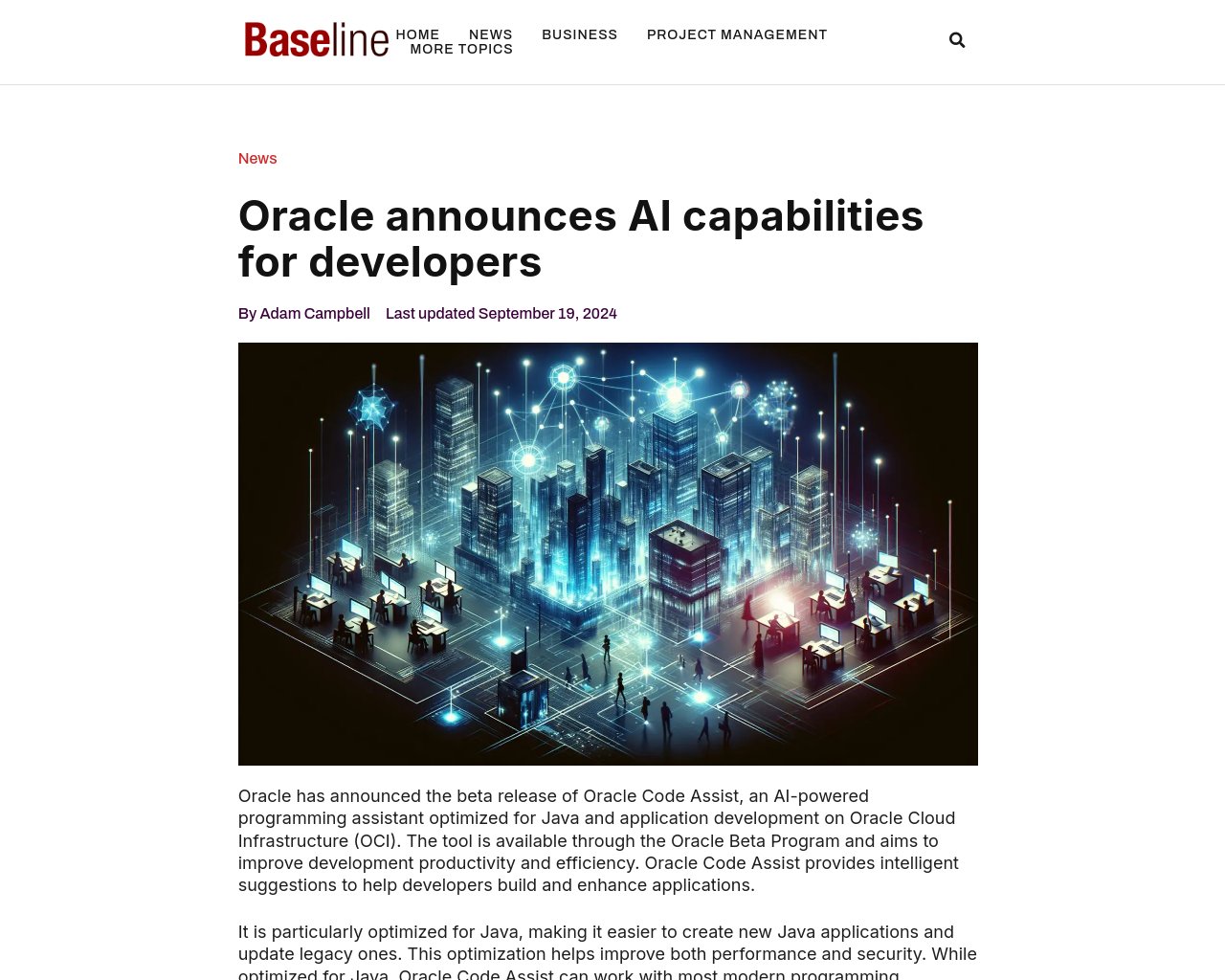 managetech_inc's tweet card. OracleがOracle Code Assistのベータ版リリースを発表 AIパワードのプログラミングアシス