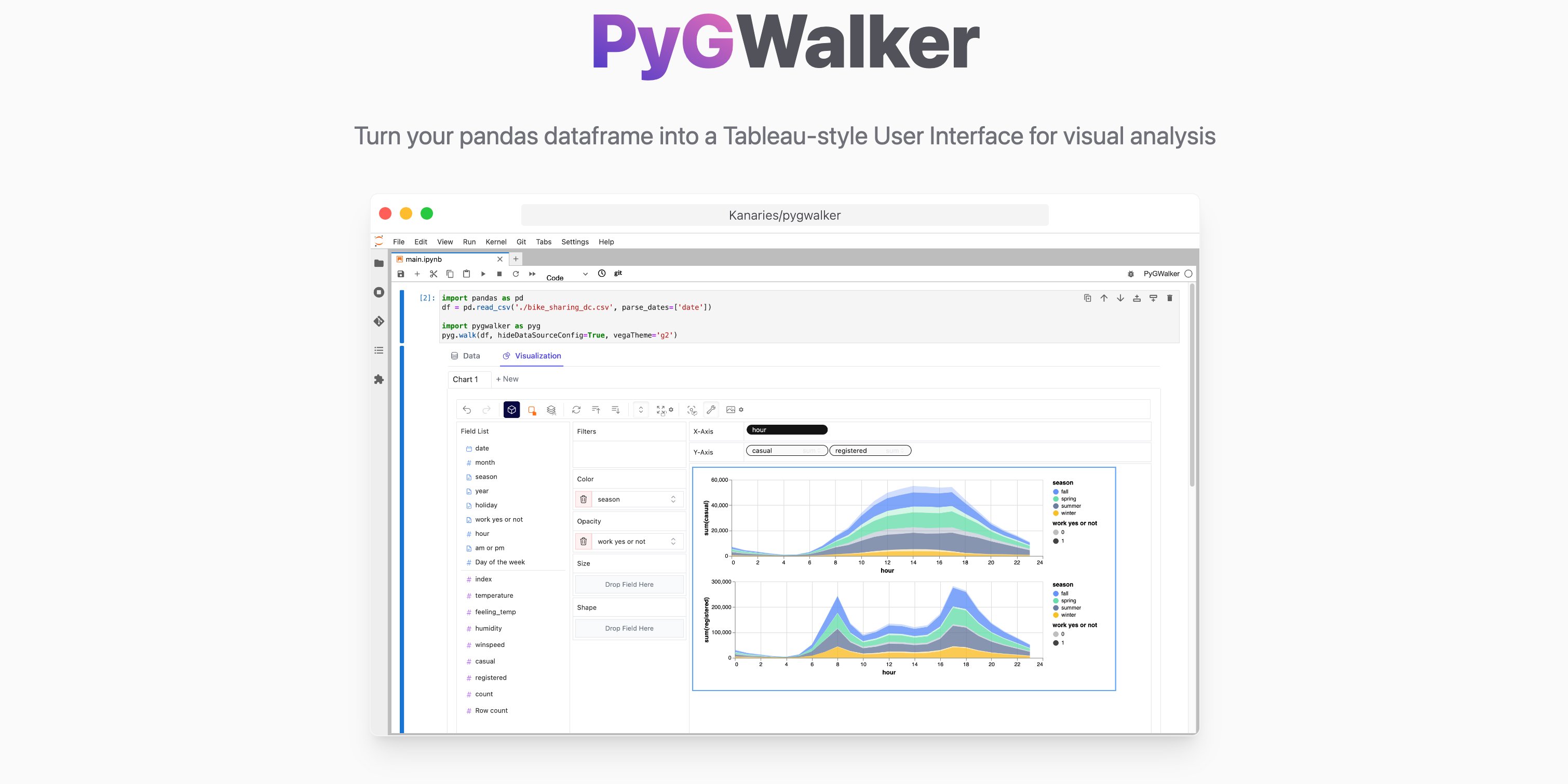 ob12er's tweet card. PyGWalker: Turn your dataframe into an interactive UI for visual analysis - Kanaries/pygwalker