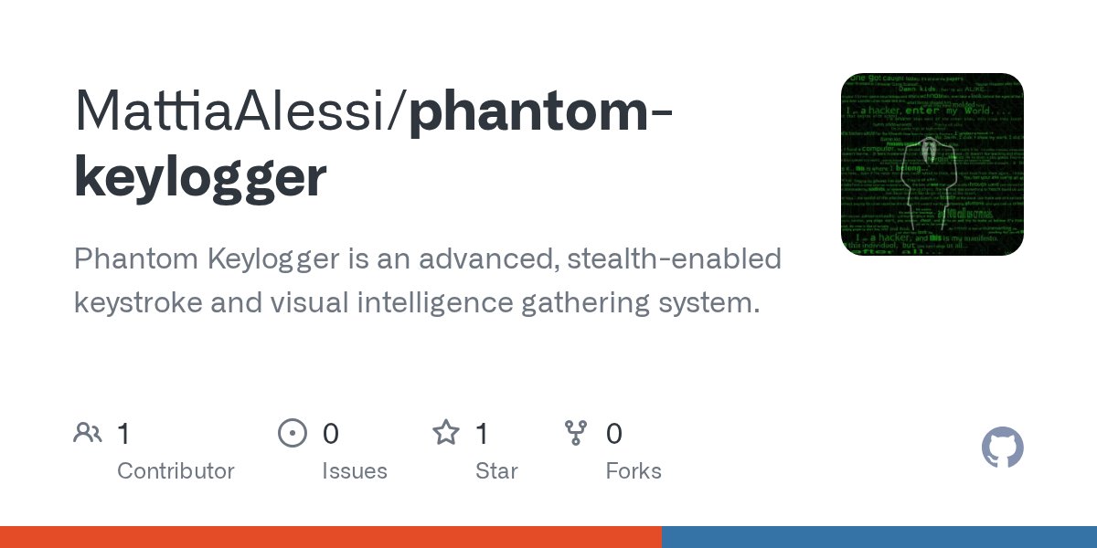 ipurple's tweet card. Phantom Keylogger is an advanced, stealth-enabled keystroke and visual intelligence gathering system. - MattiaAlessi/phantom-keylogger