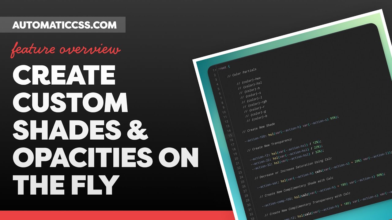 AutomaticCSS's tweet card. How to Create New Custom Shades & Transparencies on the Fly in ACSS