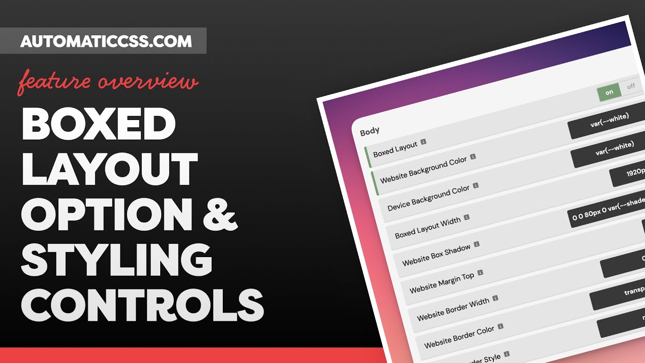 AutomaticCSS's tweet card. ACSS 2.3 - Boxed Layout Option & Boxed Layout Styling