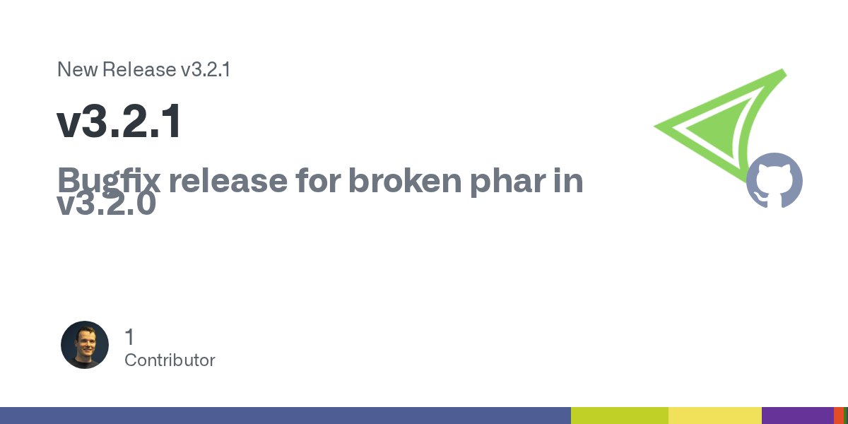 phpDocumentor's tweet card. Bugfix release for broken phar in v3.2.0