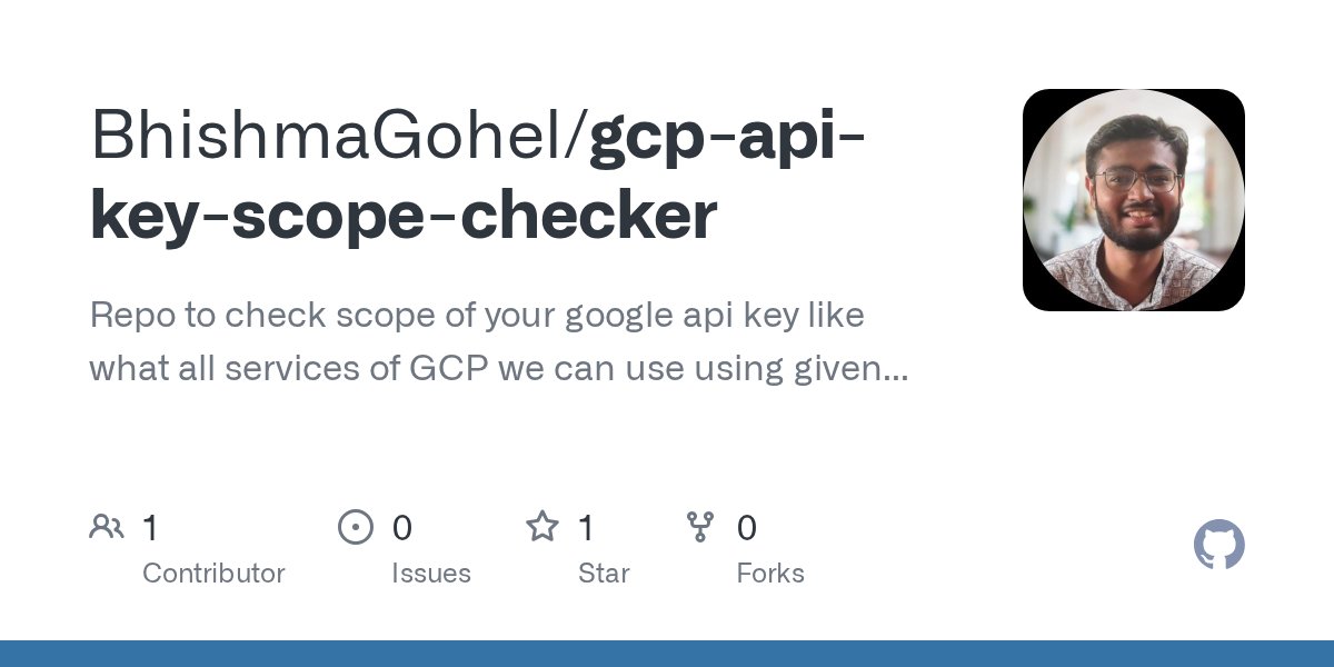 oloRotalo's tweet card. Repo to check scope of your google api key like what all services of GCP we can use using given google key and project id. - BhishmaGohel/gcp-api-key-scope-checker