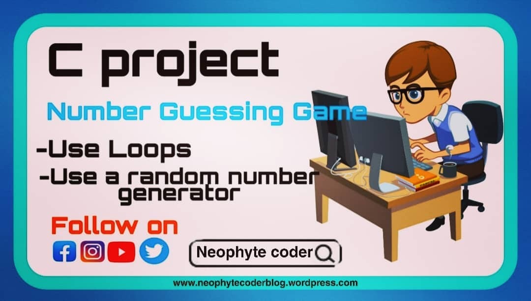 CoderNeophyte's tweet card. 💬 0  🔁 0  ❤️ 0 · #neophytecoder #codeforbeginners #cproject #cprogramming C project for Numbers Guessing Game https://www.instagram.com/p/CHQT5oyL9_W/?igshid=1lqmj2jykh2yk