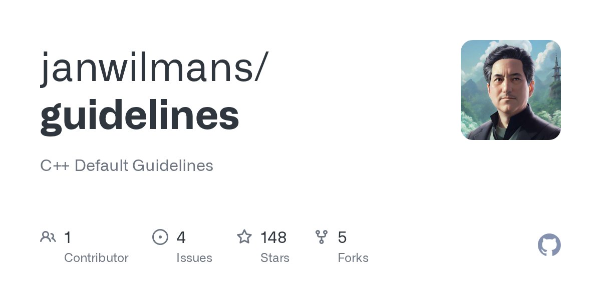 janwilmans's tweet card. C++ Default Guidelines. Contribute to janwilmans/guidelines development by creating an account on GitHub.