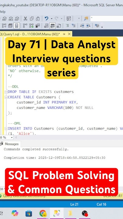 codingkakshaa's tweet card. Day - 71 | Data Analyst Interview: SQL Problem Solving & Common...