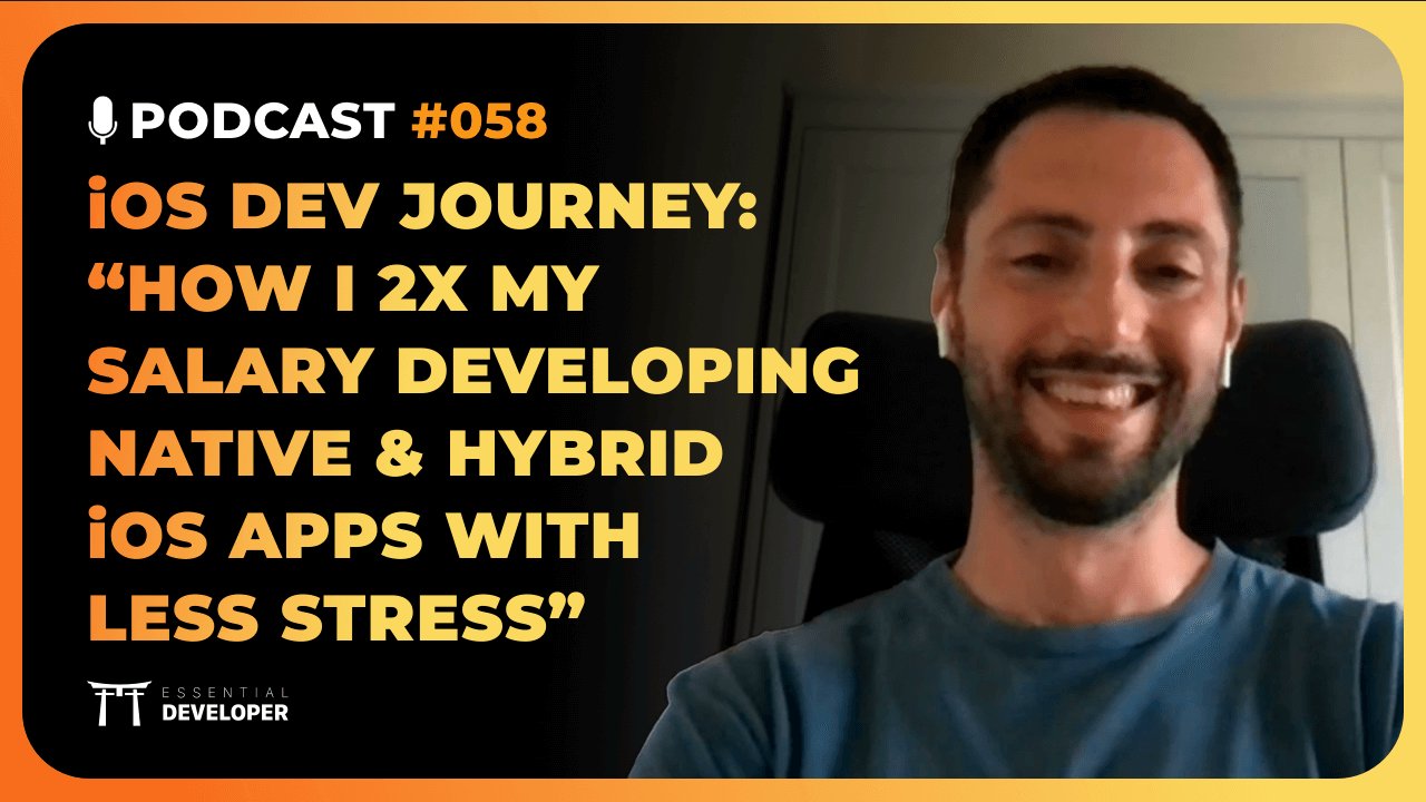 essentialdevcom's tweet card. Our guest today is Milan Bojic, a student of the iOS Lead Essentials program who doubled his salary as a confident senior developer tackling complex native and hybrid (Flutter) apps! Watch it now to...