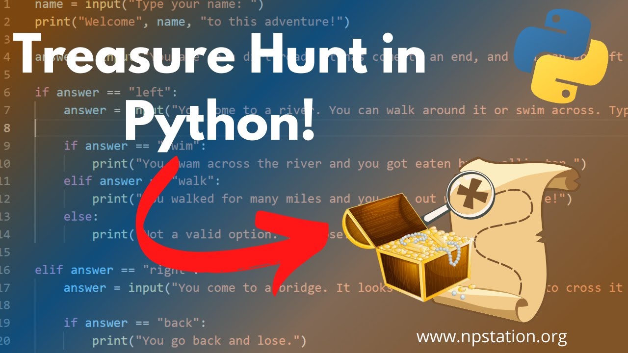 npstation2018's tweet card. Treasure Hunt Game in Python - Python Project Ideas