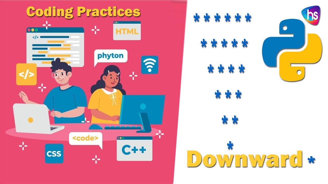 hari_tutorial4u's tweet card. Python Downward Asterisk Pyramid Pattern - Python Pattern Programs -...