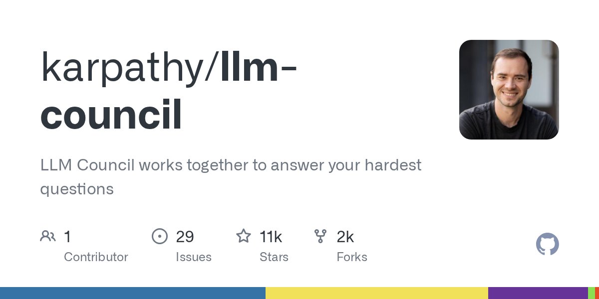 PythonHub's tweet card. LLM Council works together to answer your hardest questions - karpathy/llm-council