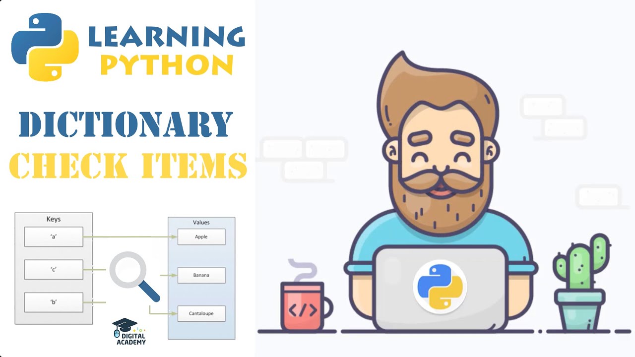 DigitalAcademyy's tweet card. Check if Item Exists in a Dictionary in Python (IN, NOT IN) - Python...