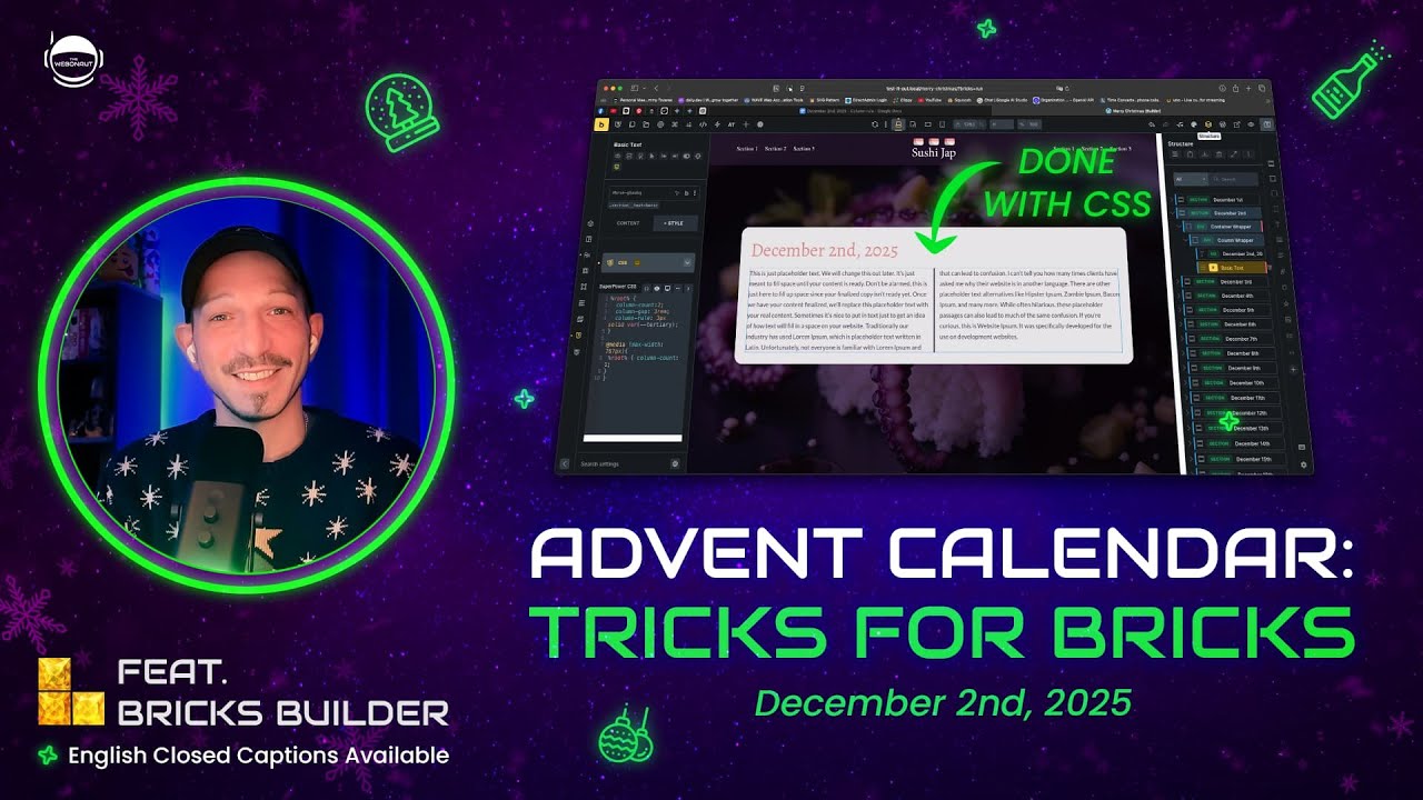 thewebonaut's tweet card. Advent Calendar: Tricks for Bricks Builder - Trick #2: Add a Column...