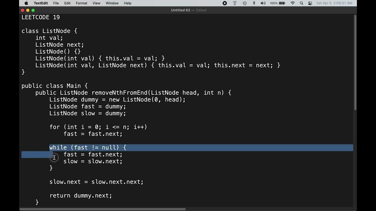 75Leetcode's tweet card. LEETCODE 19 : REMOVE Nth NODE FROM END OF LINKED LIST
