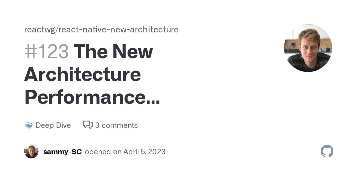 SamuelSusla's tweet card. The New Architecture Benchmarks Thanks to everyone who created benchmarks to compare the old and New Architectures. These benchmarks have helped us to identify performance gaps in the New Architect...