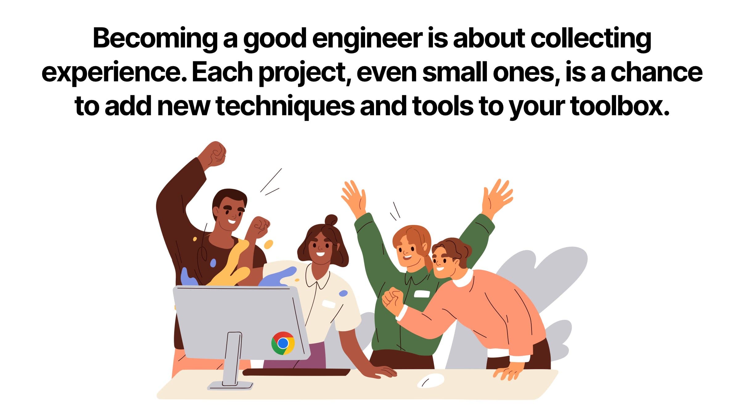 addyosmani's tweet card. Becoming a good engineer is about collecting experience. Each project, even small ones, is a chance to add new techniques and tools to your toolbox. Where th...