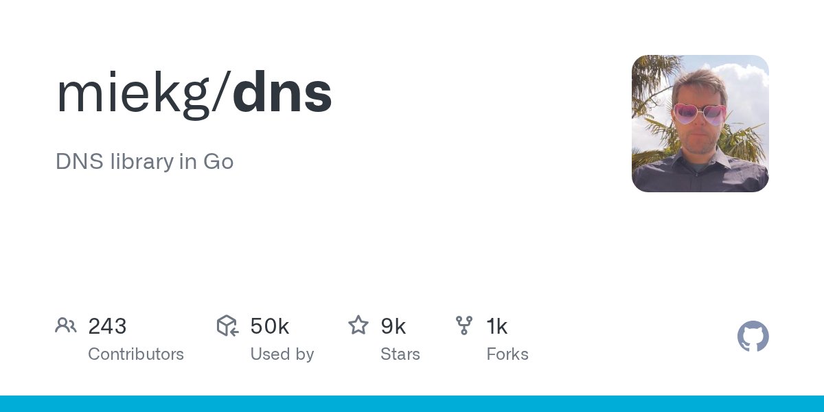GolangRepos's tweet card. DNS library in Go. Contribute to miekg/dns development by creating an account on GitHub.