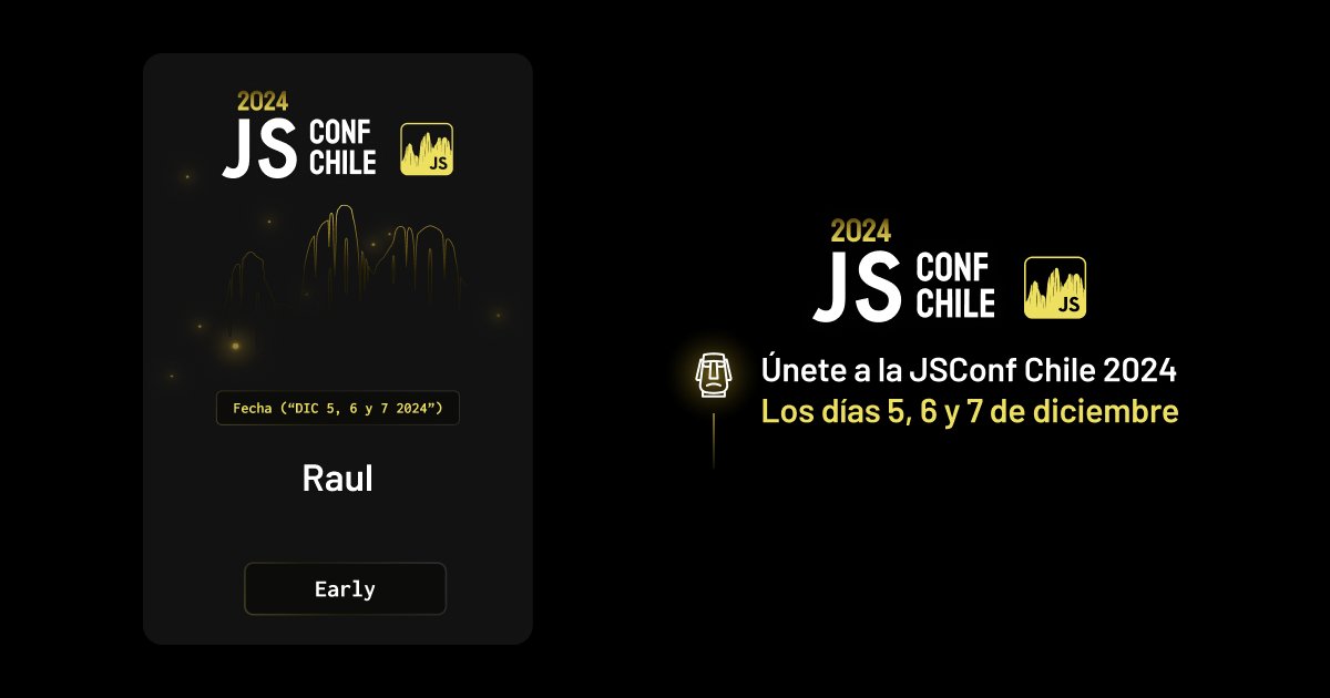 rsnoa's tweet card. Mi Ticket para la JSConf Chile. Obtén tu ticket acá!
