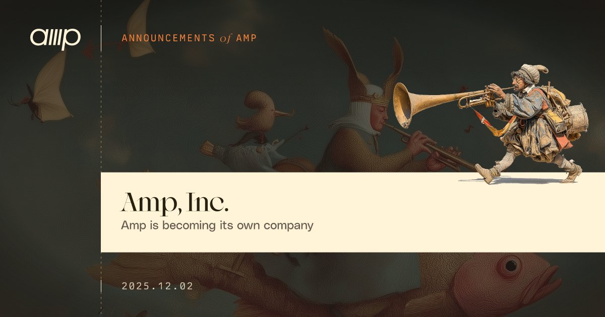 beyang's tweet card. Amp is becoming its own company