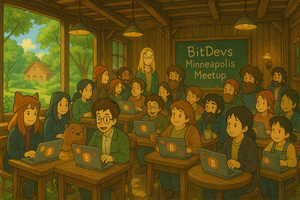 BitdevsMpls's tweet card. BitDevs is a community for those interested in discussing and participating in the research and development of Bitcoin and related protocols