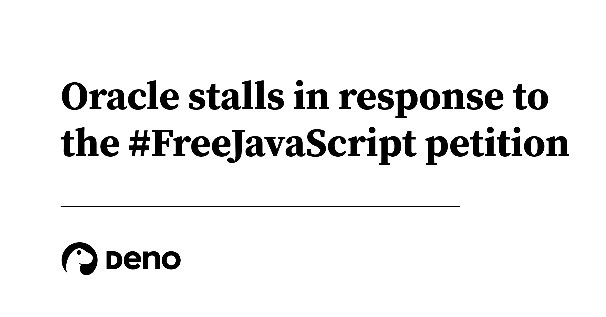 ahmadalfy's tweet card. Oracle filed a motion to dismiss in response to Deno’s petition to cancel its “JavaScript” trademark. But instead of addressing the real issue—that JavaScript is an open standard with multiple...