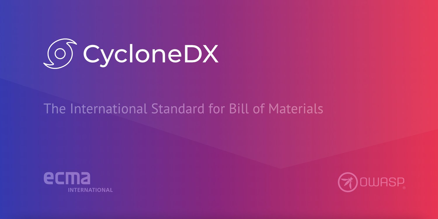 CycloneDX_Spec's tweet card. CycloneDX builds upon a legacy of innovation, empowering organizations to reduce risk and enhance software and system transparency.