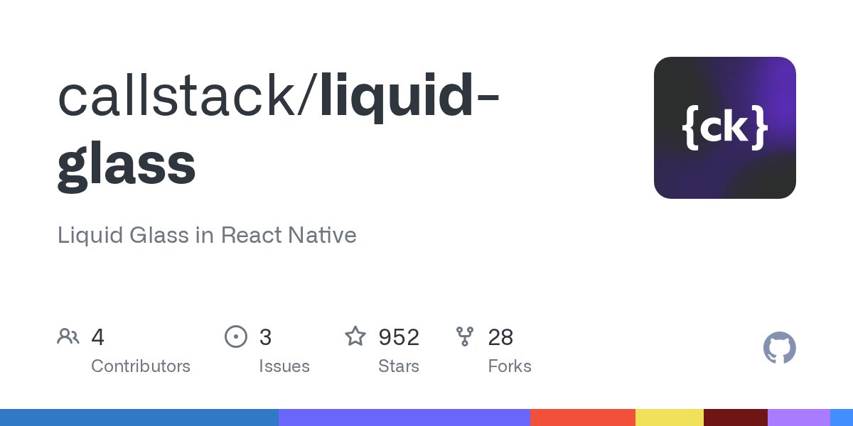 grabbou's tweet card. Liquid Glass in React Native. Contribute to callstack/liquid-glass development by creating an account on GitHub.