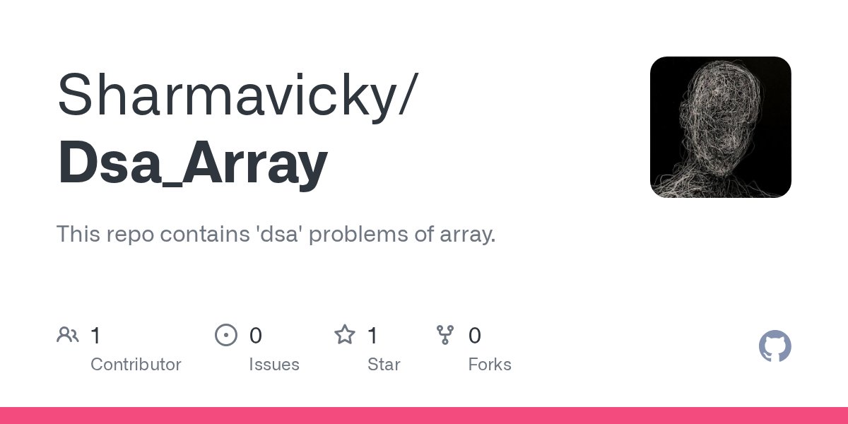 Sharmavicky_93's tweet card. This repo contains 'dsa' problems of array. Contribute to Sharmavicky/Dsa_Array development by creating an account on GitHub.