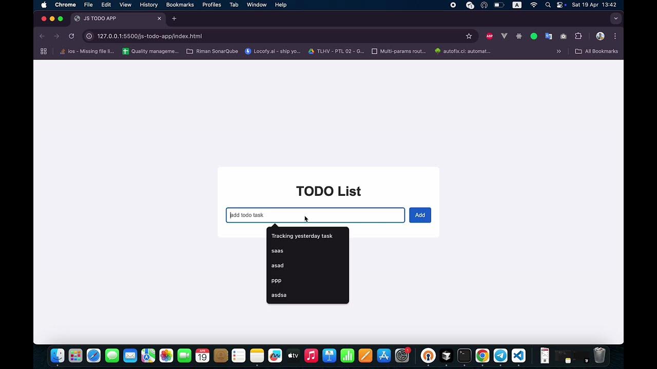 __fullstackjs's tweet card. Building Todo task list app using HTML, CSS and Javascript
